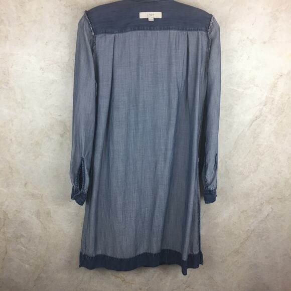 Anne Taylor LOFT Blue Chambray Button-Up Shirt Dress Women's Size  XS - Picture 6 of 16